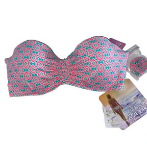 NWT 32C Coco Rave push up removable strap‎ ruched middle bikini top